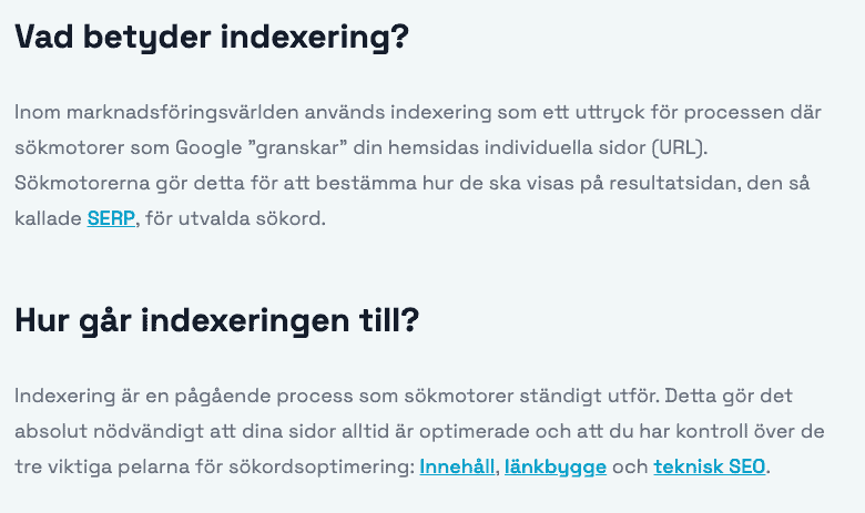 Vad betyder indexering? och Hur går indexeringen till?