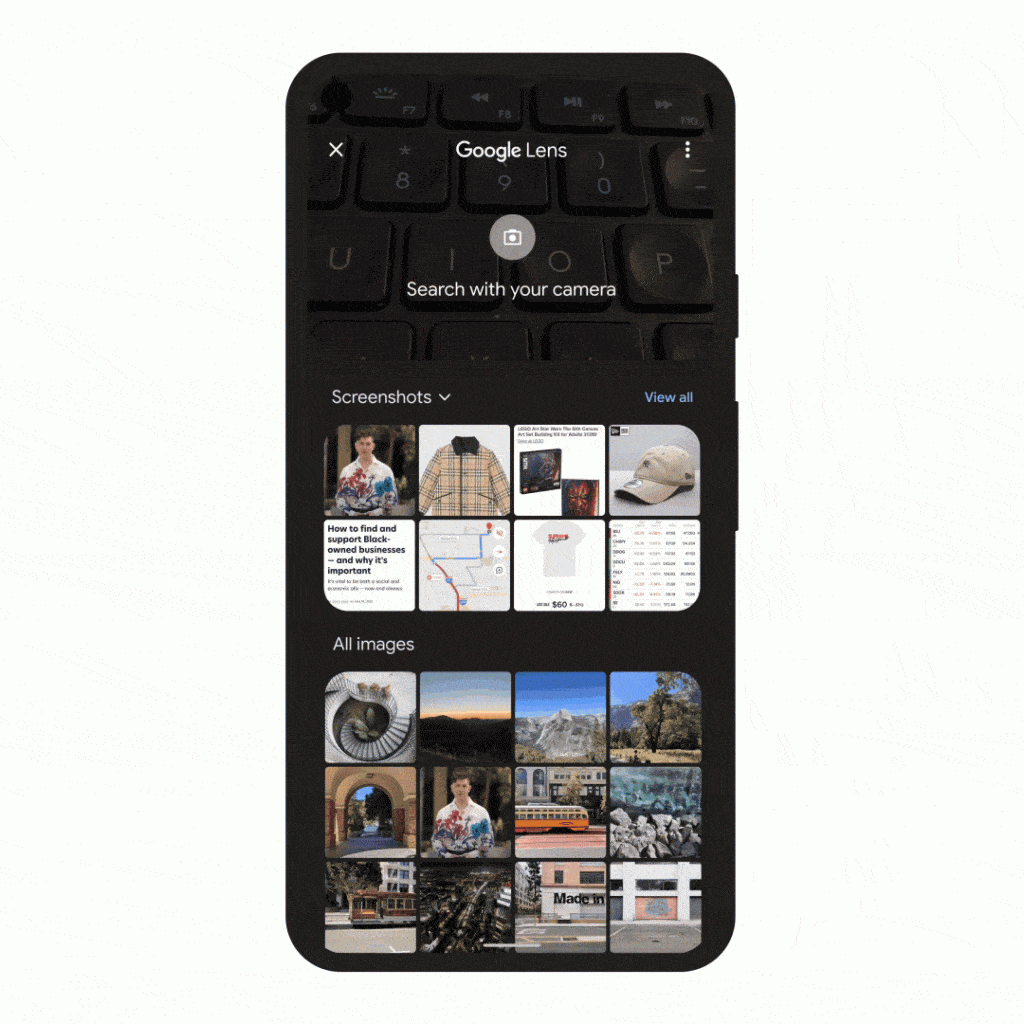 En mobil som visar hur google lens fungerar
