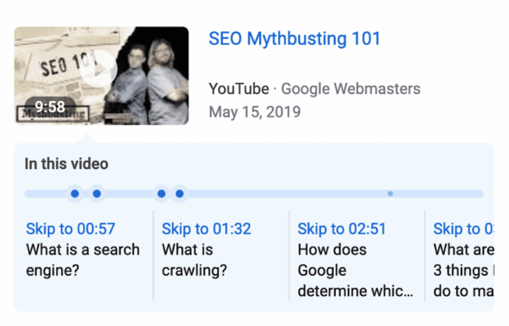 Visar en video om "SEO Mythbusting 101"