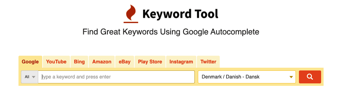 visar "Keyword Tool"
