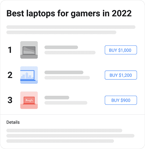 Ett exempel på hur det ser ut när man googlar "best laptops for gamers in 2022"